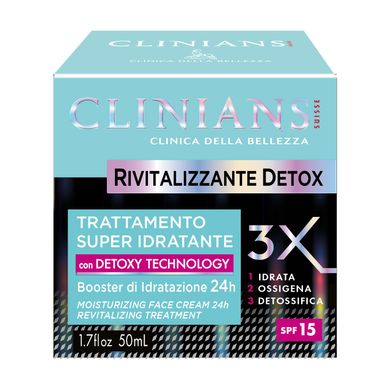 CLINIANS Крем для обличчя ревіталізація і зволоження Детокс Cr. Detox Idratante Rivitalizzant 50 мл