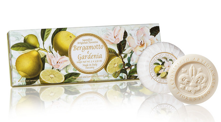 Saponificio Artigianale Fiorentino Bergamot and gardenia Набор мыла бергамот - гардения, 3*100г