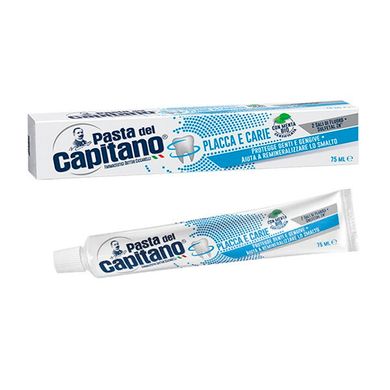 CAPITANO Зубна паста відбілююча проти нальоту на карієсу з м'ятою Dentifricio Bianco Anti Placca e Carie con Mento 75 мл