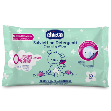 CHICCO Вологі серветки для дітей Salviettine Detergenti Baby 60 шт/у