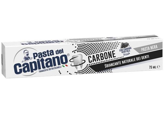 CAPITANO Зубна паста Натуральний відбілювач з вугіллям Dentifricio Sbiancante Naturale dei Dente Carbone 75 мл