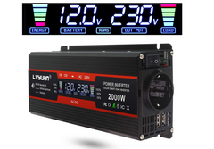 LVYUAN Інвертор (перетворювач напруги) з дисплеєм LVYUAN12 V 230 V 1000 W / 2000 W Inverter LCD with 2 USB