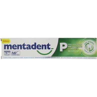 MENTADENT Зубная паста Полная профилактика с минералами цинка Dentifricio P * Verde Prevenzione Completa Zinc Mineral 100 мл